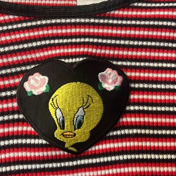 Warner Bros. Tweety Striped Red and Black Kids Shirt - Picture 2 of 5